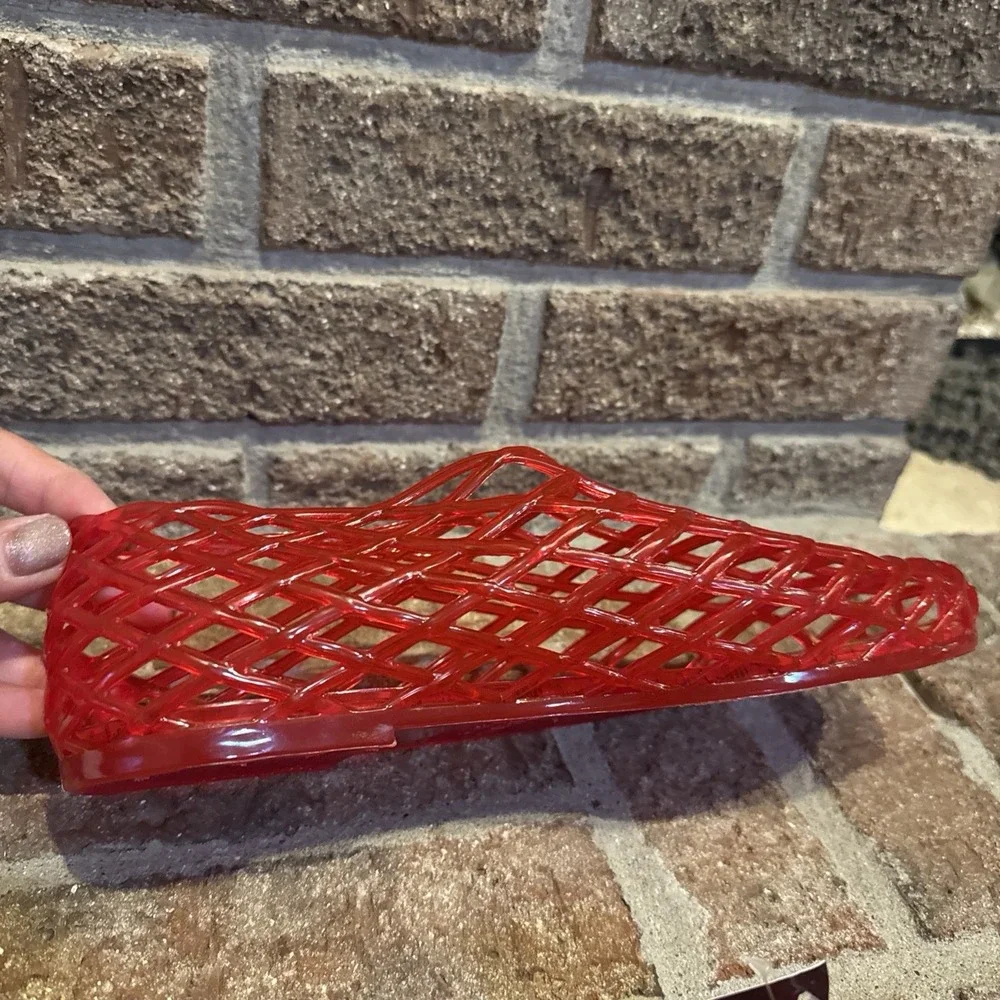 MIA Womens Darleene Jelly Mesh Slip On Flat Open Grid Rubber Shoes Red Sz 9 #562